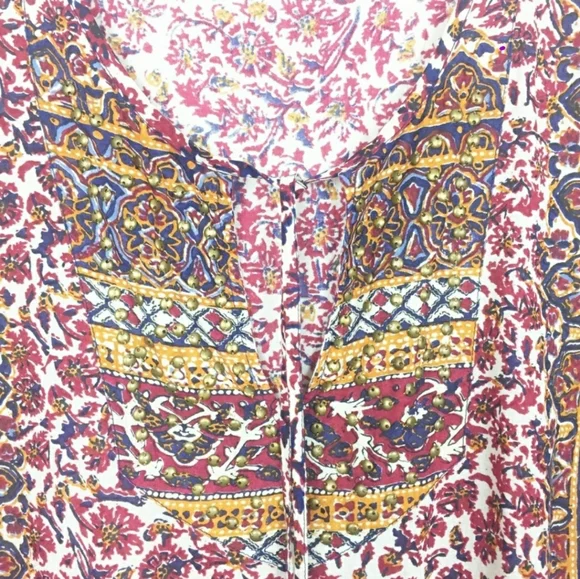 Lucky Brand Boho Embellished Peasant Blouse XL - Picture 3 of 4
